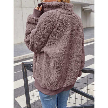 Womens Winter Sherpa Fleece Button Jacket Coat