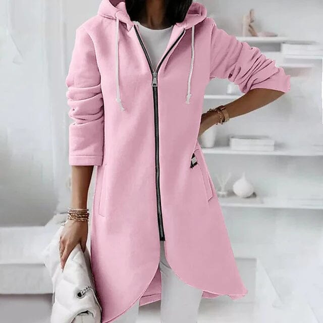 Women's Zip Hoodie Sweatshirt Pullover Sherpa Fleece Pocket Zip Up Pink __stock:200 Jackets & Coats refund_fee:1200