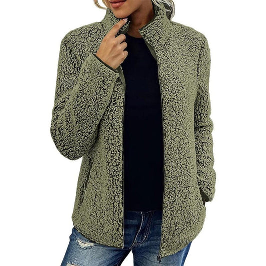 Women's Zip Up Jacket Long Sleeve Green __stock:200 Jackets & Coats refund_fee:1200