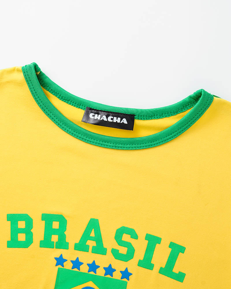 Brasil Cropped Raglan Sports Top